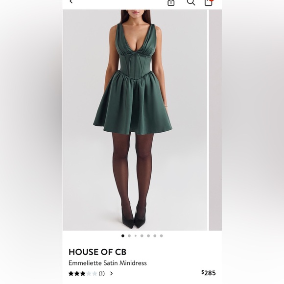 House of CB Dresses & Skirts - HOUSE OF CB
Emmeliette Satin Minidress Emerald